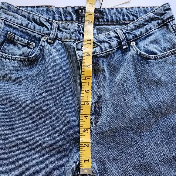 Piral Cross Button Straight Leg Blue Distressed Jeans Size Medium - Picture 10 of 11